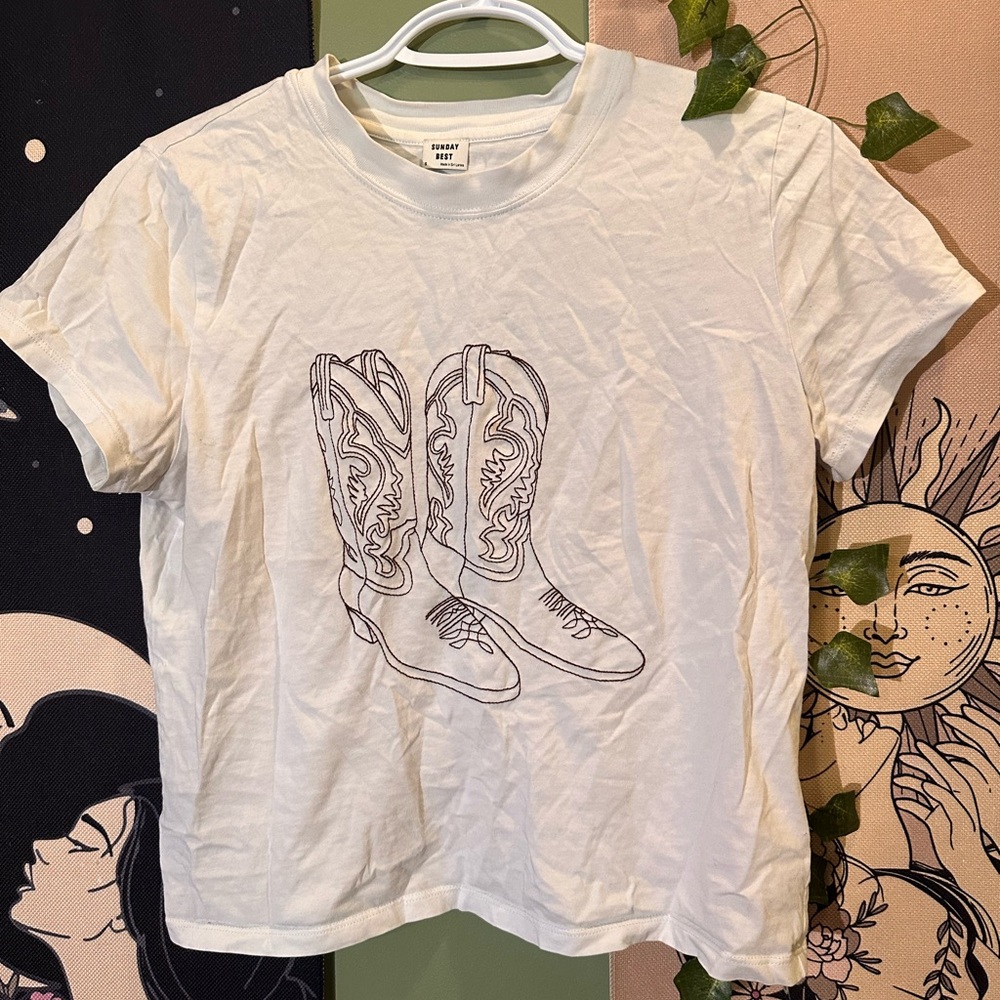 Sunday Best Cowboy Boot Shirt S Pastel Blue